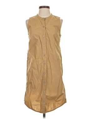 J. Crew Sleeveless Button-Front Tan Shift Dress